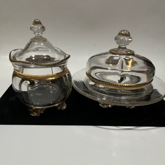 tarentum glass georgia gem Other - Antique Early  1900's EAPG Tarentum Glass Georgia Gem Footed butter & Sugar dish